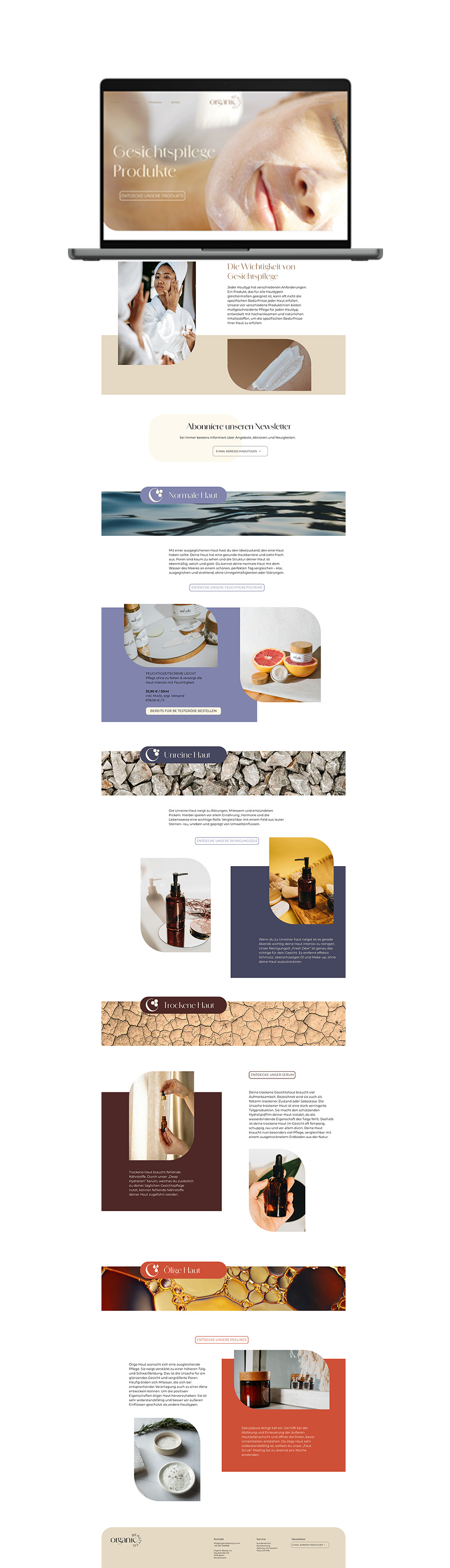 Screendesign - Gesichtsauswahl Seite